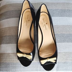 Kate Spade Black Peep Toe Heels with Bow Sz 6.5